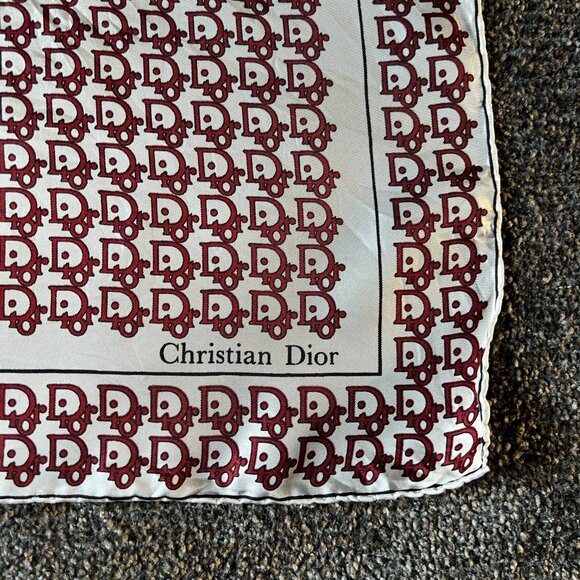 Vintage Christian Dior Silk Monogram Pocket Square Handkerchief - Picture 11 of 15